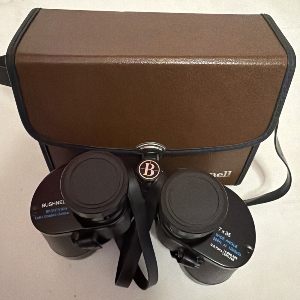 Vintage Bushnell 7x35 Binoculars Wide Angle InstaFocus Sportview With Hard Case